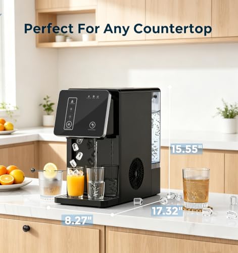 Image of Electactic Bullet Ice Maker with Water Dispenser, 26lbs Daily, 6-Min Fast, Low Water and Ice Full Indicators, 3.3L Water Tank & 1L Ice Storage, for Home Office