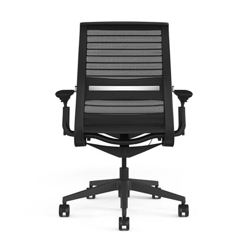 Image of Steelcase Think Ergonomic Office Chair - Otto Charcoal | Adjustable Lumbar Support, 4D Arms, LiveBack System | Weight-Activated Recline | 12-Year Warranty (Black)