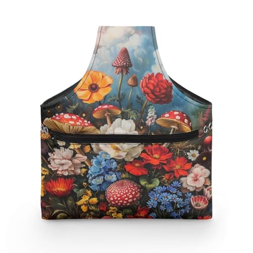 Image of Mushroom knitting Bag Organzier Yarn Bags for Crocheting Hook Organzier Lightweight Knitting Tote Bag Holding Yarn Knitting Needles,Large