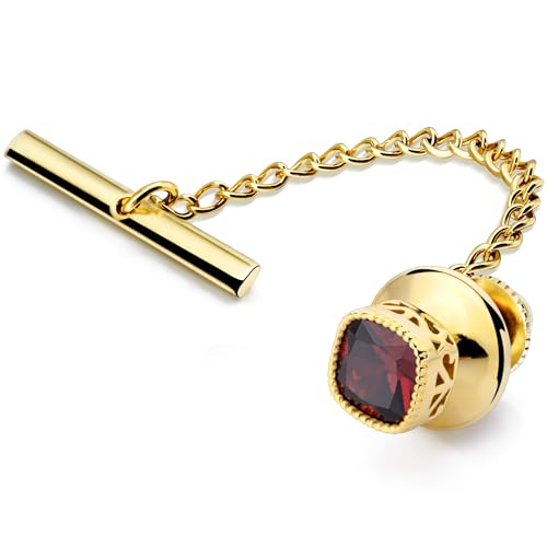 HAWSON Tie Pins Tie Tacks for Men,Crystal Tie Pin with Chain,Wedding Business Accessories.