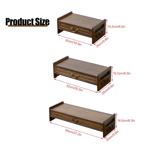 Table d'autel de méditation en bambou de 52 cm table de puja compacte marron clair - 3