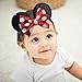 choicbaby Baby Girl Headbands Mouse Ears Headwrap with Sequin Polka Dot Bow Soft Stretchy Nylon Hair Bands for Newborn Infant Baby Toddler Girls- Pack of 2