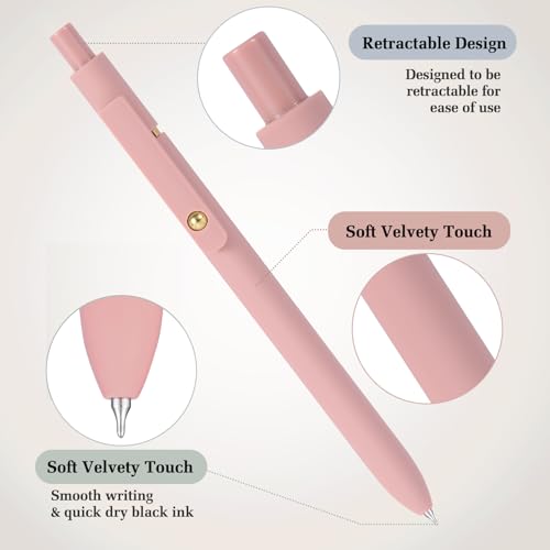 FIOVER Gel Pens, 6pcs 0.7mm Fine Point Black Ink, Smooth Writing Pens for Journaling, Nurse Aesthetic Cute Office School Supplies, Gifts for Women and Men (6Pcs Morandi-Black Ink) - Image 4