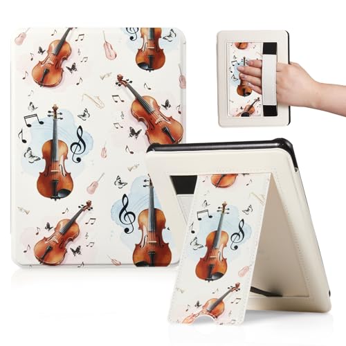 Image of CoBak Lightweight Stand Cute Case for 7 inch Kindle Paperwhite 12th Gen 2024 and Kindle Colorsoft with Right Hand Strap - Compatible with iPhone MagSafe, for Samsung /Anker Wireless Charging Pads