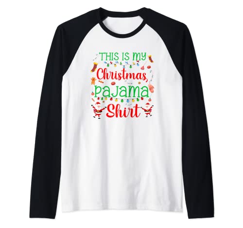 This Is My Christmas Pigiama Shirt Maglia con Maniche Raglan