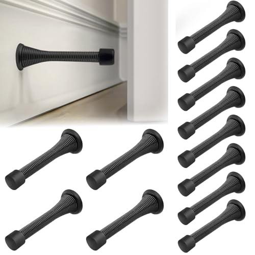 Opiniones de Topes de puerta los preferidos por los clientes. 47 Topa Puerta de Primavera con Parachoques de Goma,Flexible,Resistente,Topa Puerta de Pared de Montaje Bajo para el Hogar (Negro, 12 PCS)
