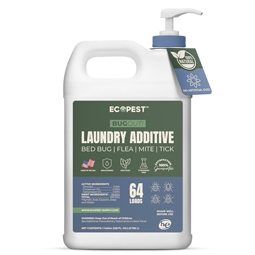 BugOut! Laundry Additive Natural Detergent Booster for Bed Bug Mite Flea Tick & Carpet Beetle Treatment | Plant-Based Killer Made with Fabric-Safe Soap | Works in Hot and Cold Wash (1 Gallon)