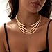MFRYK Gold Necklaces Stack For Women,14K Gold Plated Simple Layered Choker Necklaces For Women,Stackable Multilayer Gold Rope Cuban Herringbone Snake Paperclip Chain Layering Necklace Set Jewelry Gift