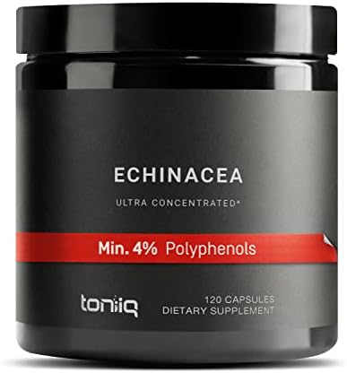 Ultra High Strength Echinacea Capsules (Non-GMO) - 1300mg - 4% Polyphenols - Highly Concentrated and Highly Bioavailable - 120 Capsules