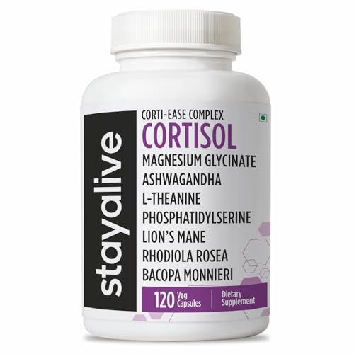 Image of STAY ALIVE Cortisol Manager Supplement 15-in-1 Complex w /L-Theanine, Ashwagandha, Magnesium Glycinate, Phosphatidylserine and more, 120 Veg Capsules, Non-GMO & Gluten-Free Formula for Women and Men