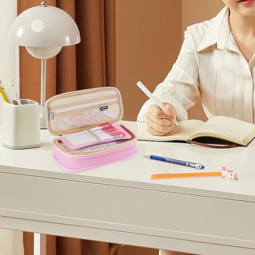 Image of iSuperb Foldable Pencil Case Zipper Big Capacity Canvas Pencil Pouch Stationery Organizers Pen Bag Compartments Cosmetic Makeup Bags For Girls Boys (Multicolor)