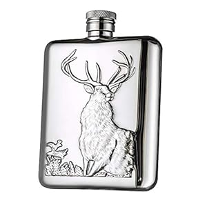 PROMISE 6OZ roestvrijstalen heupfles BULL STAG BEAR wordt geleverd met een trechter verpakt in een geschenkdoos (Hirsch…