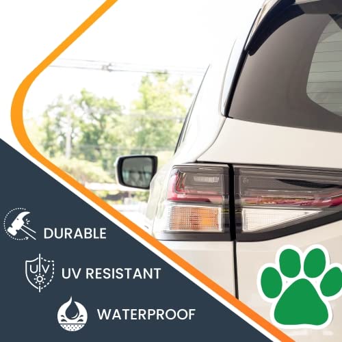 Image of Green Pawprint Car Magnet 5 Inch, Dog Lover Gift | Heavy duty magnetic decal for car, truck, SUV or fridge, full color UV printed