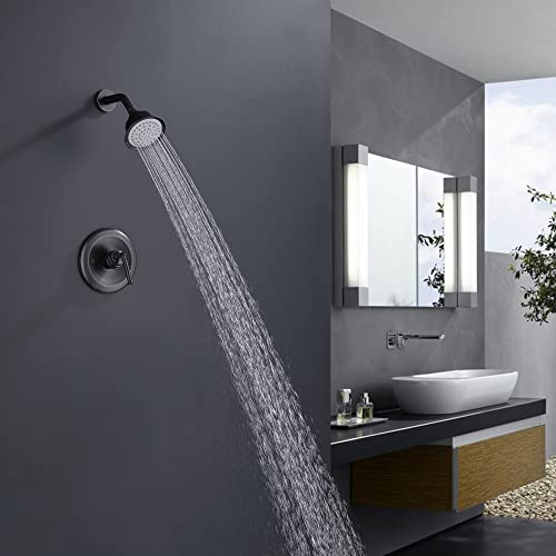 Rkf Pressure Balance System Bathroom Shower Faucet,Single Handle Solid Brass Rough-In Valve With Touch-Clean Shower Head, Oil Rubbed Bronze, As05-Orb #TOP1