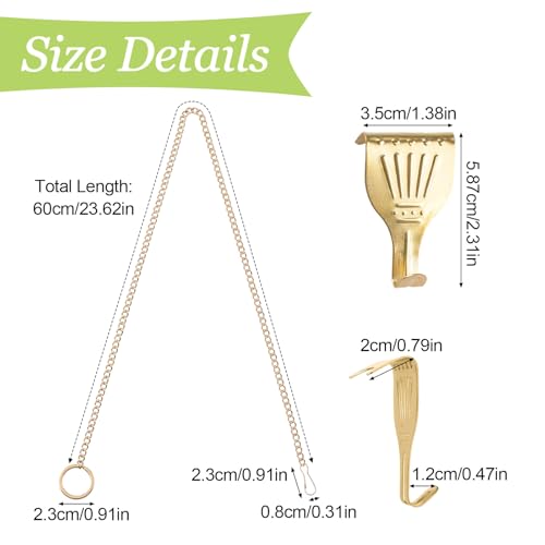 Image of Picture Hanging Kit 12Pcs Rail Hooks with 12Pcs Chains, Metal Picture Display Hanging System for Wall Pictures, Exhibition (Gold,60cm)