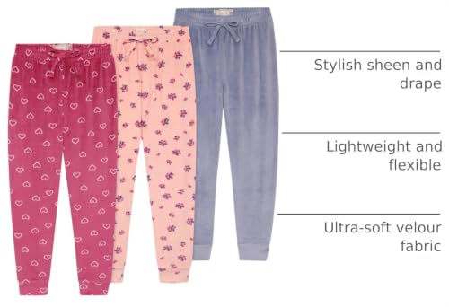 Image of BTween Girls 3 Pack Velour Jogger Pant Set Solid, Tie Dye or Camo Sweatpants for Girls
