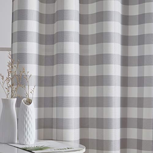 Hlc.me Hilltop Buffalo Check Textured Light Filtering Grommet Lightweight Window Curtains Drapery For Bedroom, Dining Room & Living Room, 2 Panels (52 X 84 Inch, Dove Grey) #TOP2