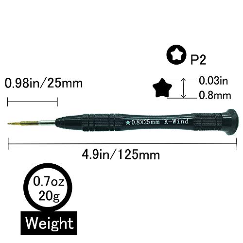 Precision Pentalobe Screwdriver P2 0.8Mm Compatible With Iphone, Small Screwdriver Pentalobe 0.8Mm Fits 5-Point Pentalobe Screws, S2 High Alloy Steel Head, Magnetic Tip, Rotary Cap, Anti Slip Grip #TOP2