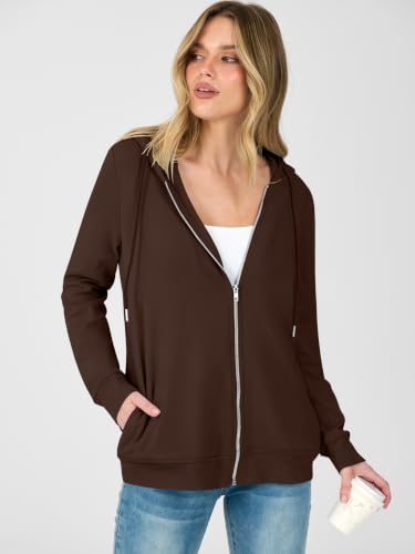 Image of ANRABESS Women's Zip Up Hoodie Long Sleeve Hooded Sweatshirts Fall