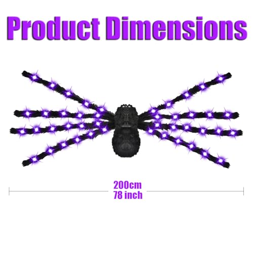 Image of 78 inch Jumbo Halloween Light up Spider Scary Giant Spider for Indoor Outdoor Halloween Spider Decorations Party Favor Yard Home House Decor Multicolor