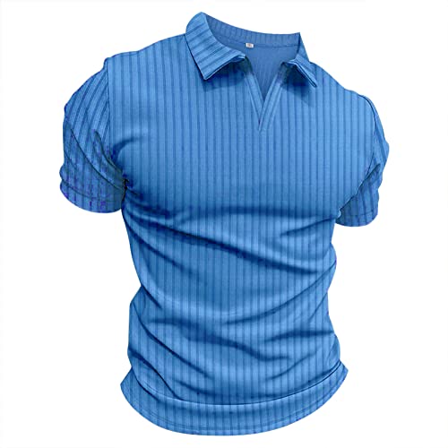 Polo côtelé homme à manches courtes et col en V ouvert