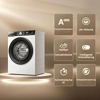 Hisense WF3S1043BW3 Waschmaschine mit Dampffunkunktion, 10.5 kg, 1400 U,min, 19 Programme, WIFI, ConnectLife, Power JetWash, Aqua Stop, Auto Wash, Quick Wash, Steam Refresh, EEK A-20 Prozent – Ansicht 3