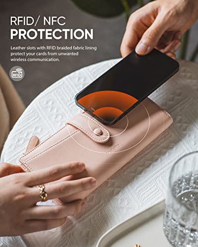 Vulkitty Wallet For Women Large Capacity Leather Purse Rfid Blocking Credit Card Organizer With Zipper Pocket(Rose) #TOP4
