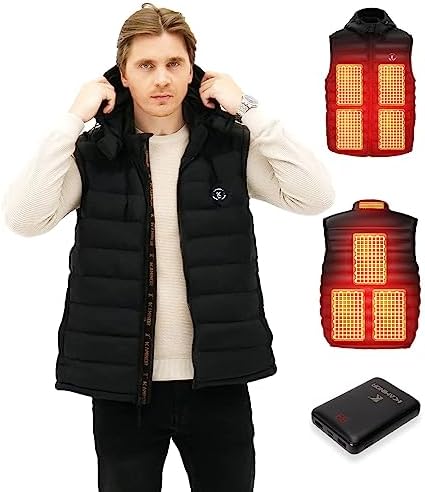 KRBORO Men's Heated Vest with Rechargeable Battery Pack Included, Lightweight Down Sport Vest Mens Hunting Vest, Gift for Men