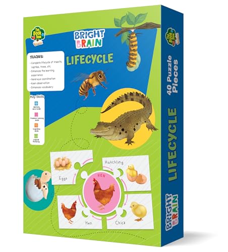 Image of The Book Tree Bright Brain Lifecycle Puzzle - Explore & Understand Lifecycles with 40 Puzzle Pieces - Perfect for Kids Age 3+ - Gift Box by Majestic Book Club