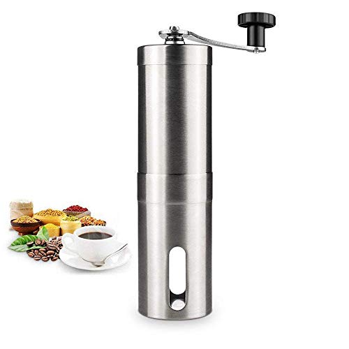 Tragbare manuelle Kaffeemühle mit Einstellbarer Einstellung, gebürstetem Edelstahl in Premiumqualität, konischer Keramikgrat für präzises Brühen