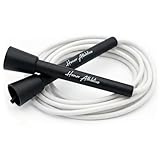 HONOR ATHLETICS Comba de velocidad – ideal para double unders, boxeo, MMA y entrenamiento cardio (Cuerda blanca/Mango negro, 10 ft rope – (Fits users up to 6'3'))