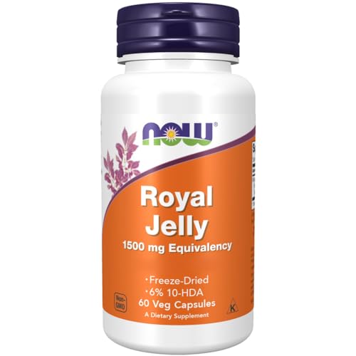 Now Foods, Royal Jelly (Jalea Real), 500 mg, 60 Cápsulas, Probado en Laboratorio, 6% 10-HDA, Sin Gluten, Sin Soja, No GMO