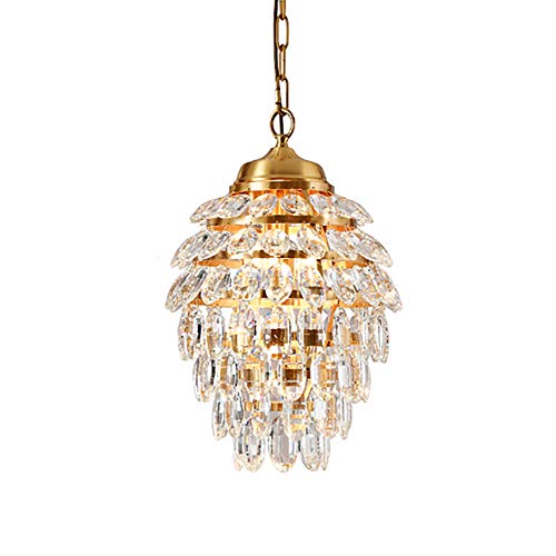 Luxury Mini Crystal Chandelier,with Clear Glass Fringe,3-Lights Modern Crystal Pendant Light,Flush Mount LED Ceiling Light,for Dining Room Kitchen Decor-Golden. 27x31cm(11x12inch)