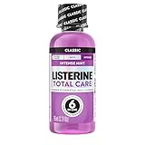 Listerine Total Care Anticavity Mouthwash, 6 Benefit Fluoride Mouthwash for Bad Breath and Enamel Strength, Fresh Mint Flavor, Travel Size 3.2 fl. oz, pack of 12