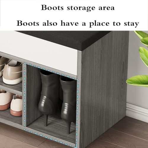 Banc de rangement à chaussures pour entrée avec compartiment caché