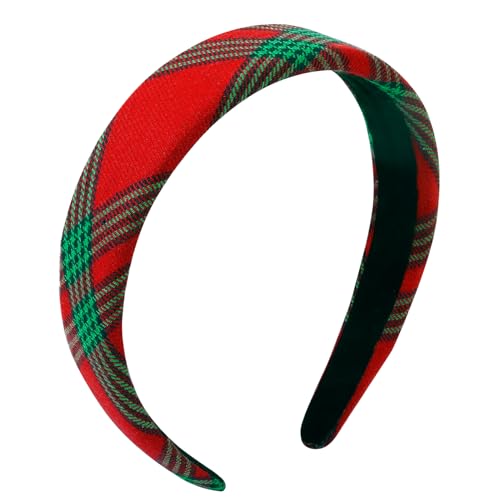Huachi Christmas Headbands For Women Red Plaid Headband Velvet Padded Headband For Women’S Hair Girls Fashion Holiday Women Headbands For Hair Christmas Hair Accessories 1 Inch Thick Hair Bands cover