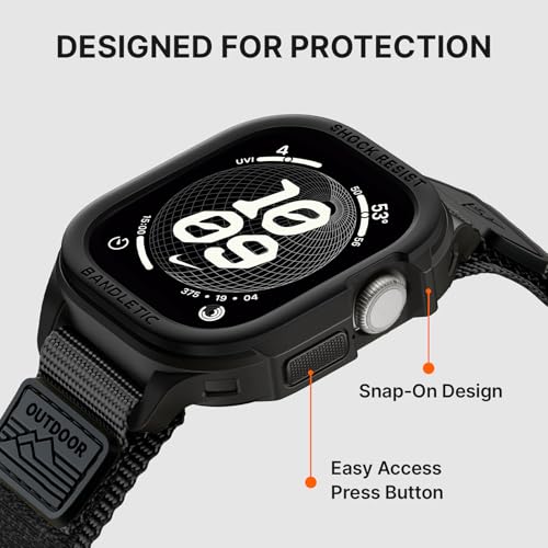 Image of Bandletic Rugged Case with Band Compatible with Apple Watch 49mm(Ultra 3 /2 /1),46mm(Series 11 /10), 45mm(Seriess 9 /8 /7),44mm(SE3 /SE2 /SE /6 /5 /4), Protective Cover Sport Accessories for iWatch Men