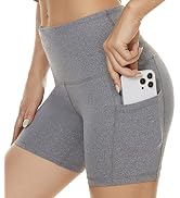 Tandisk Women's High Waist Workout Biker Yoga Running Compression Exercise Shorts Side Pockets