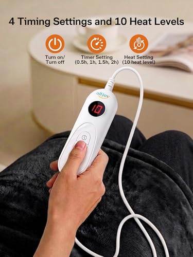 Image of ALLJOY Heating Pad for Back Pain Relief, 24 inchx33 inch Weighted Heating Pad for Neck and Shoulders and Back, Father-s Day Gift-s for Dad, Neck Heating Pad Fast-Heating with 6 Settings, Auto Shut-Off, Black