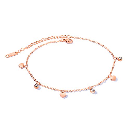 Bracelet de cheville pour femme avec petit cœur - Bracelet de cheville étanche en acier inoxydable pour la plage Cover
