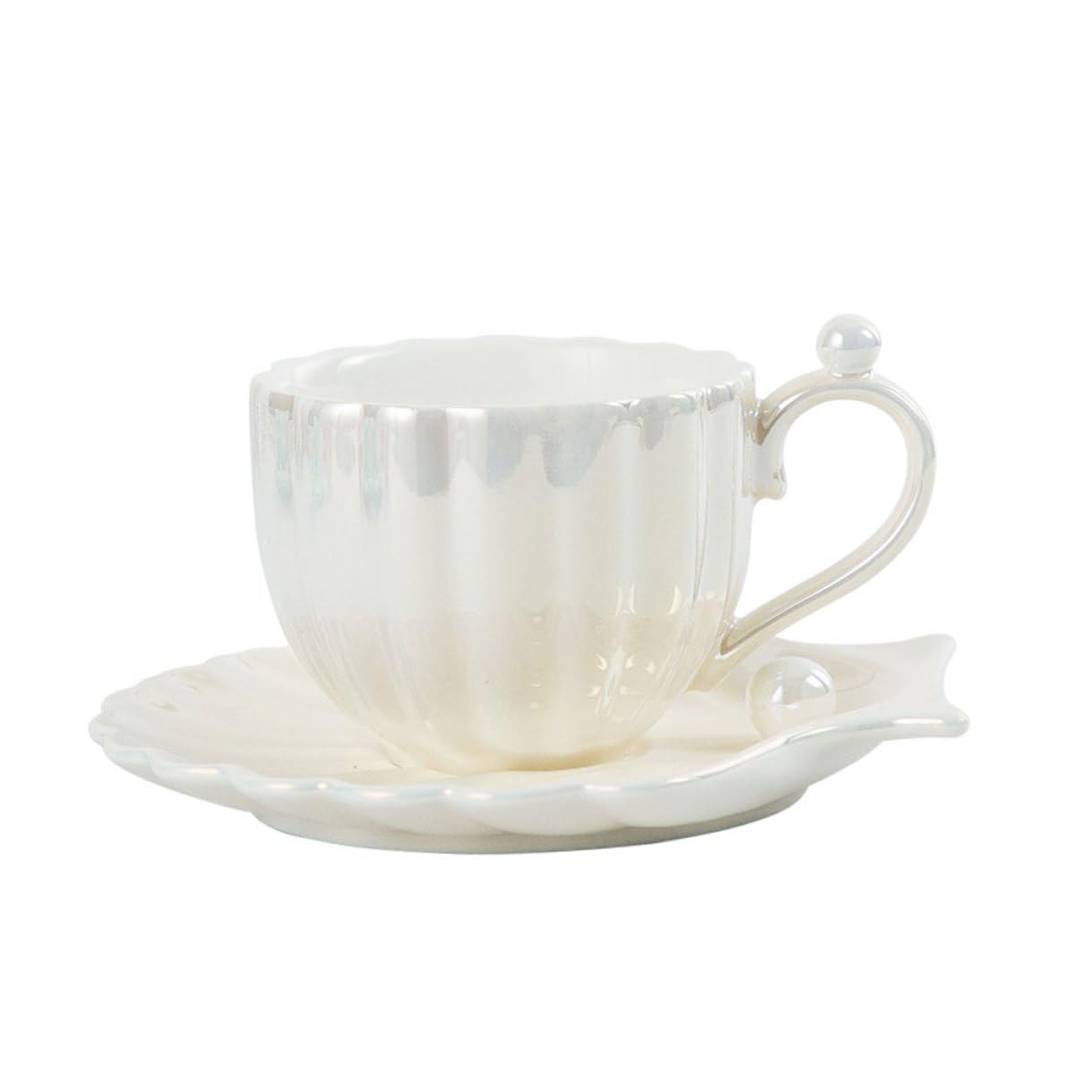 Tasse à café facile à nettoyer, céramique durable 240ml et sa soucoupe blanche