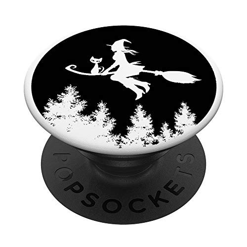 Bruja en escoba de la luna PopSockets PopGrip Intercambiable Cover