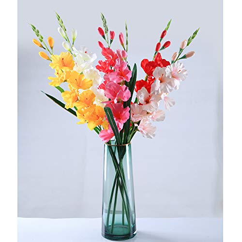 Cmjlbm 5Pcs 30'' Orchids Artificial Flowers Single Stem Gladiolus Fake Flowers For Home Garden Party Wedding Decoration(Vase Not Included) (Pink) #TOP2