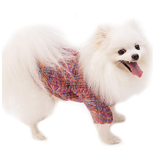 DeltaDT Pet Dog Clothes Knitwear Dog Cat Sweater Soft Thickening Warm Pup Dogs Shirt Winter Puppy Christmas Sweater for Small Dogs Girl Boy (Colors Rainbow, XXS)