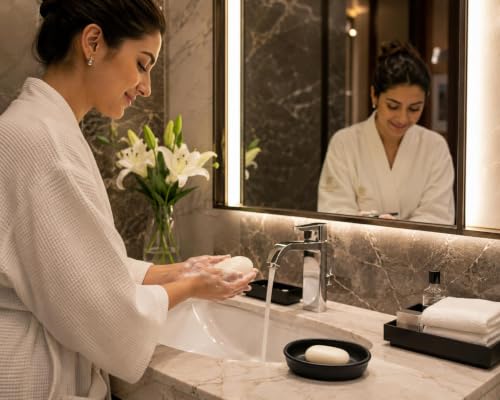 Image of Pure Source India Ceramic Soap Dish /Soap case Tray | Bath Accessories for Bathroom (13CM) (Black)