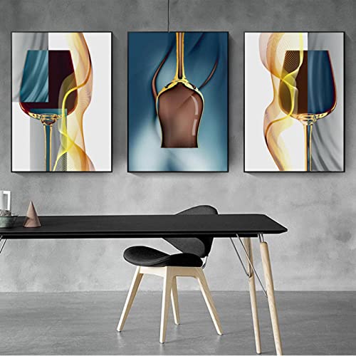 Peinture sur toile verres à vin abstraits impressions d'art mural et affiches d'or de luxe