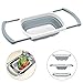 Qimh Collapsible Colander | Over The Sink Silicone Kitchen Strainers and Colanders with Extendable Handles | Veggies, Fruit and Pasta Foldable Strainer for Kitchen, 6-Quart, BPA Free