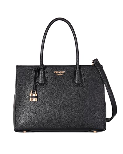 Princely London Handtasche Julia - Elegante Handtasche & Umhängetasche Damen - Tragbar als Crossbody Bag mit Reißverschluss & Innenfächern - Schwarz