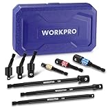 WORKPRO インパクトグレードソケットアダプター ソケットアダプター インパクト用 9本組 全長55~150mm ユニバーサル エクステンション 差込角6.35mm(1/4")・9.5mm(3/8")・12.7mm(1/2") 熱処理済み ドリル アクセサリー 電動ドライバー DIY 工具 車 タイヤ交換 自転車修理 収納ケース付き