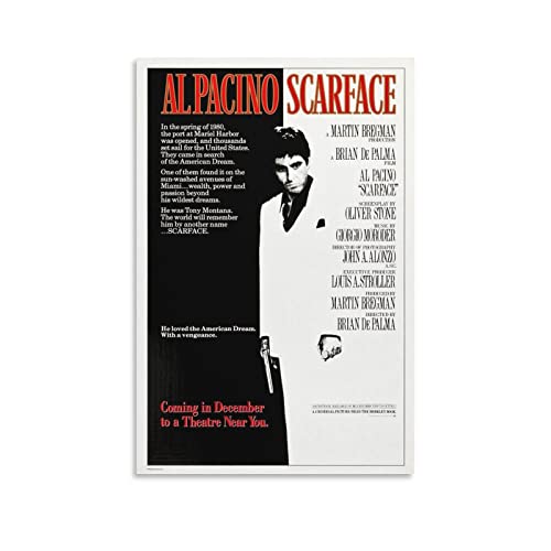 Tongyang 1983 Scarface Movie Poster For Bedroom Aesthetic Wall Decor Canvas Wall Art Gift 12X18Inch(30X45Cm) #TOP28